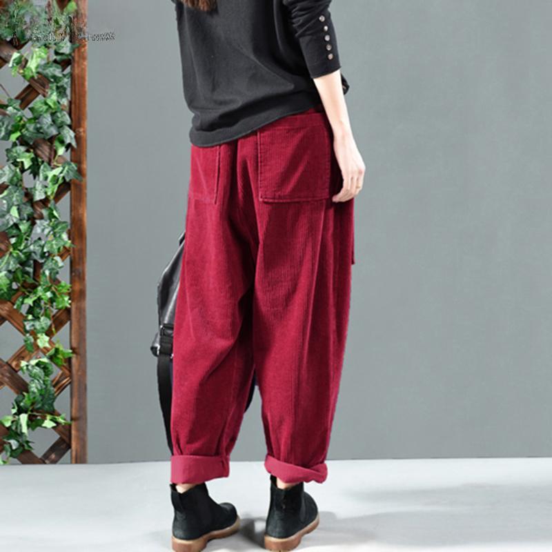 Casual Loose Elastic Waist Corduroy Pants Spring Autumn Harem Trousers
