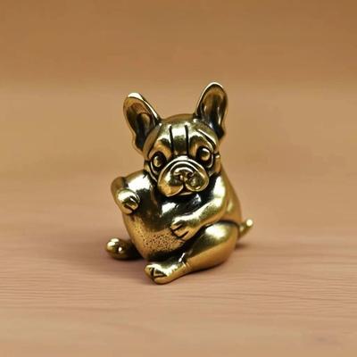 Uroczy szczeniak trzymający serce Statuetka Ozdoby z mosiądzu Zabawny pies Zwierzak do herbaty Dekoracja salonu Figurki Retro Miedziane Miniatury