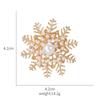 Luxury Temperament Shining Rhinestone Hollowed-out Snowflake Pearl Brooch for Women Corsage Pin Christmas Jewelry Accessories