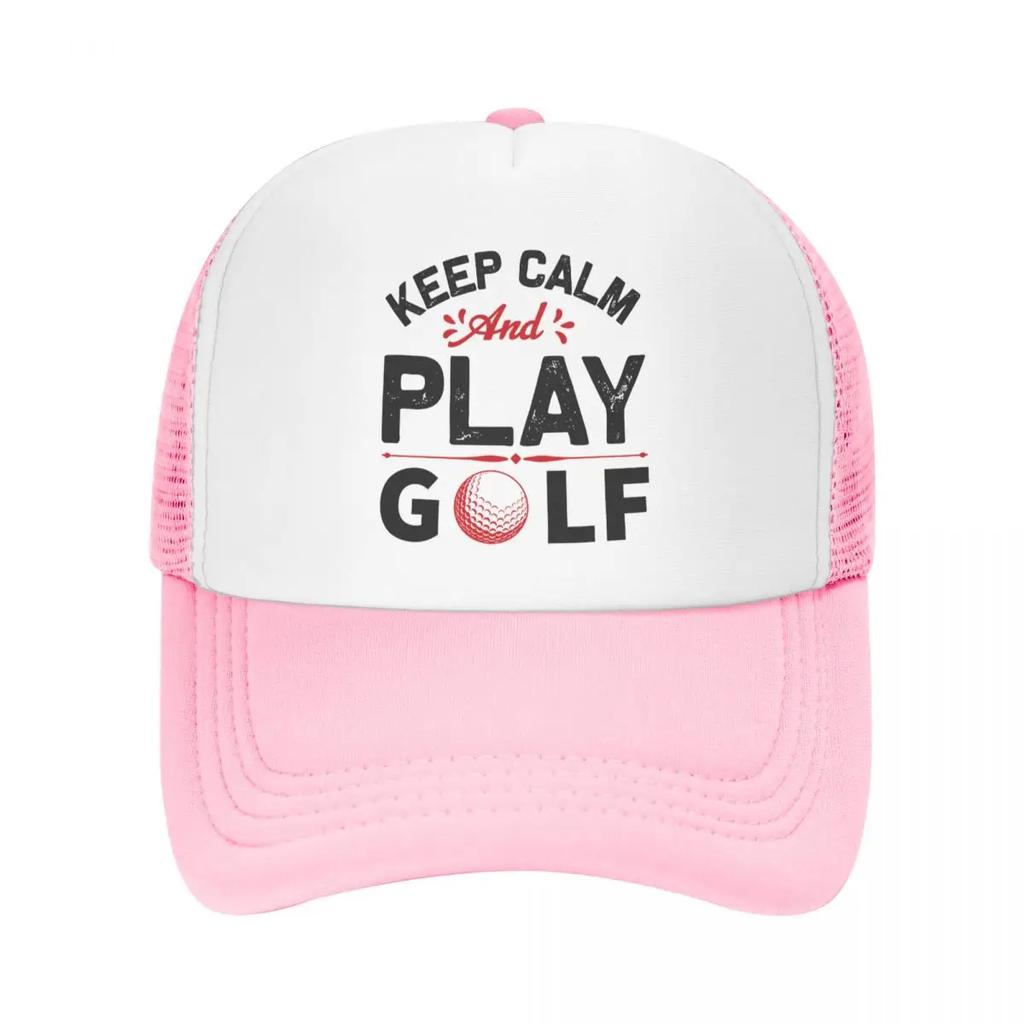 Custom Punk Keep Calm And Play Golf Baseball Cap for Unisex Women Breathable Trucker Hat Outdoor Snapback Dad Hat