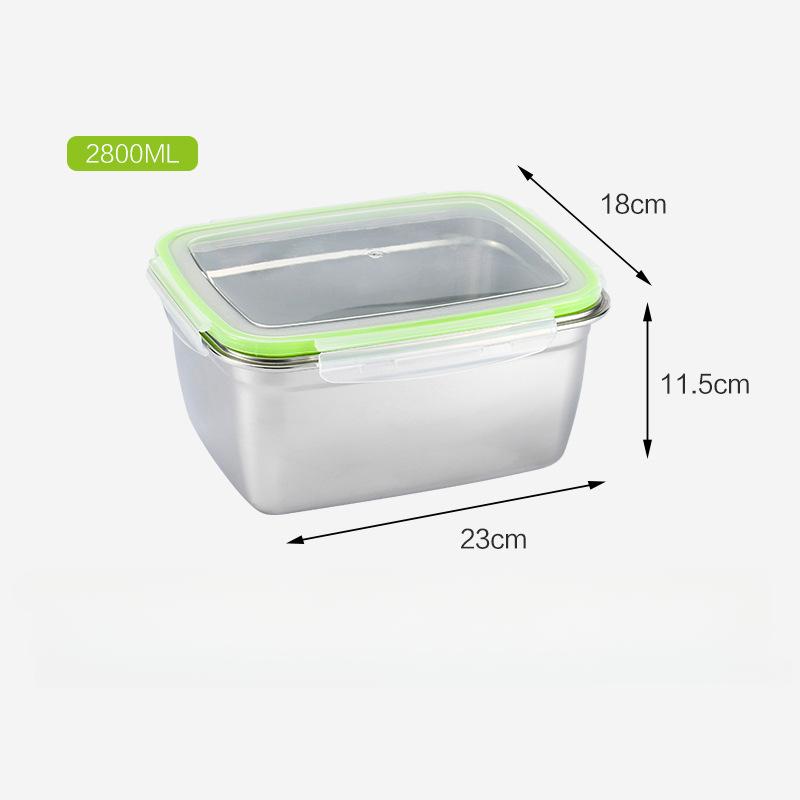 Stainless Steel Food Preservation Box Refrigerator Frozen Crisper Sealed Bento lunch Box Kitchen Food Storage Container With Lid
