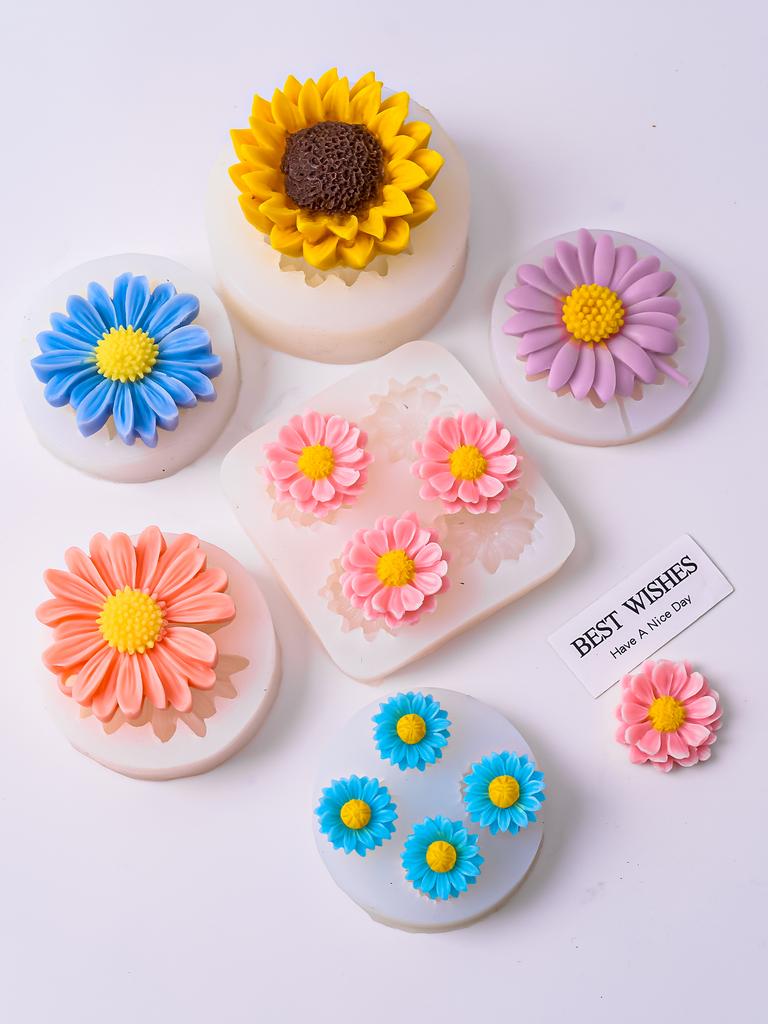 DIY 3D Daisy Flower Candle Silicone Mold Sunflower Handmade Soap Gypsum Ornament Molds Resin Clay Craft Casting Home Decor Gift
