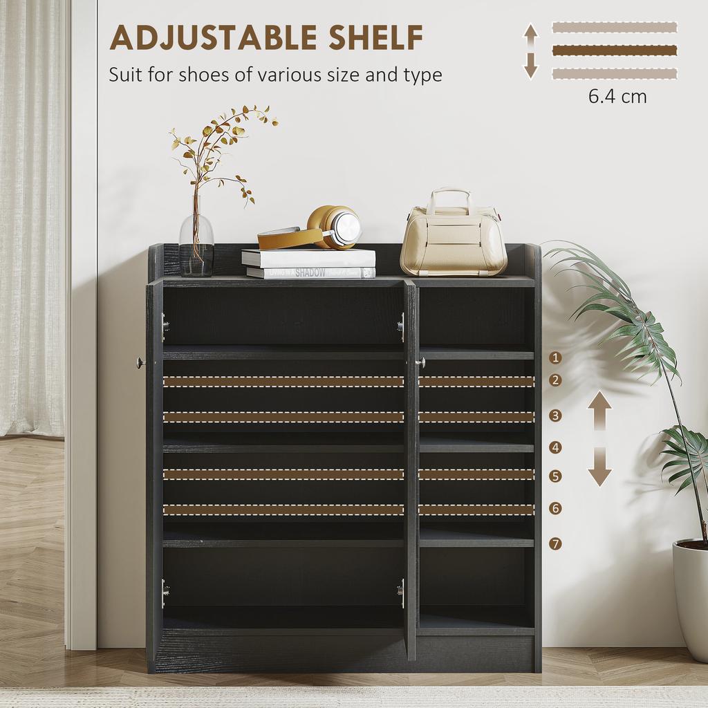 Shoe Storage Cabinet With Adjustable Shelves Black