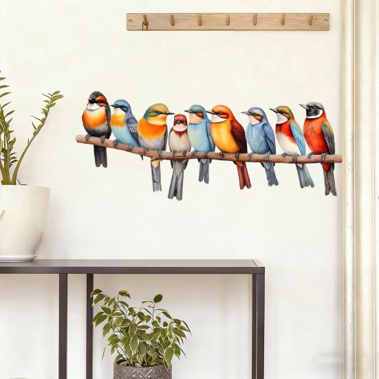 Vögel auf dem Ast Wandaufkleber Bunte Vogel Wandtattoos Selbstklebend Abziehen und Aufkleben Kunst Wandbilder für Schlafzimmer Büro Klassenzimmer Wohnzimmer