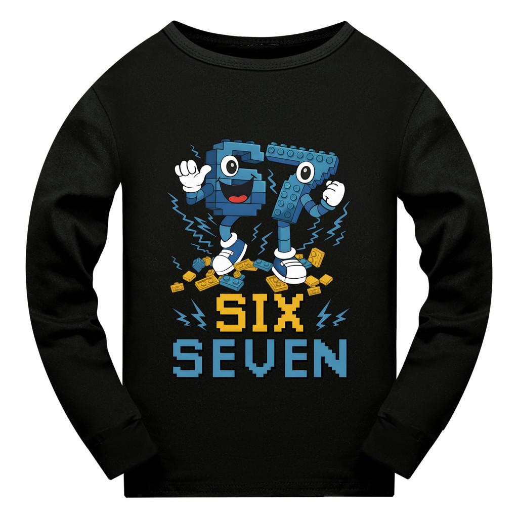 5230 Kids Boys Girls Steal a Brainrot 67 Six Seven Print Long Sleeves T-Shirt
