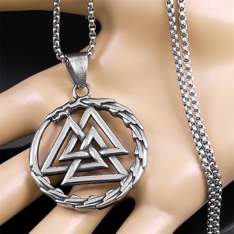 Viking Valknut Dragon Pendant Necklace for Women Men Stainless Steel Nordic Mythology Gothic Male Chain Biker Jewelry NZZ506S02