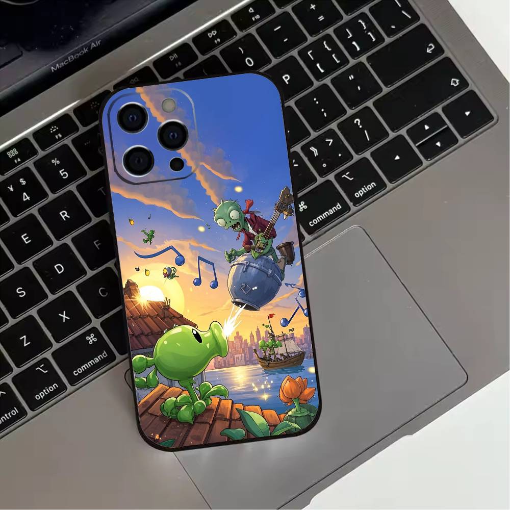 P-Plants Zombies Game  Phone Case For iPhone 17,16,15,14,13,12,11 Plus,Pro Max,XS,Soft Silicone Black Cover