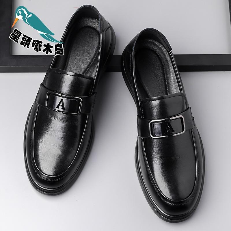 2025 autumn new leather Doudou casual shoes men's business versatile one-pedal leather shoes
