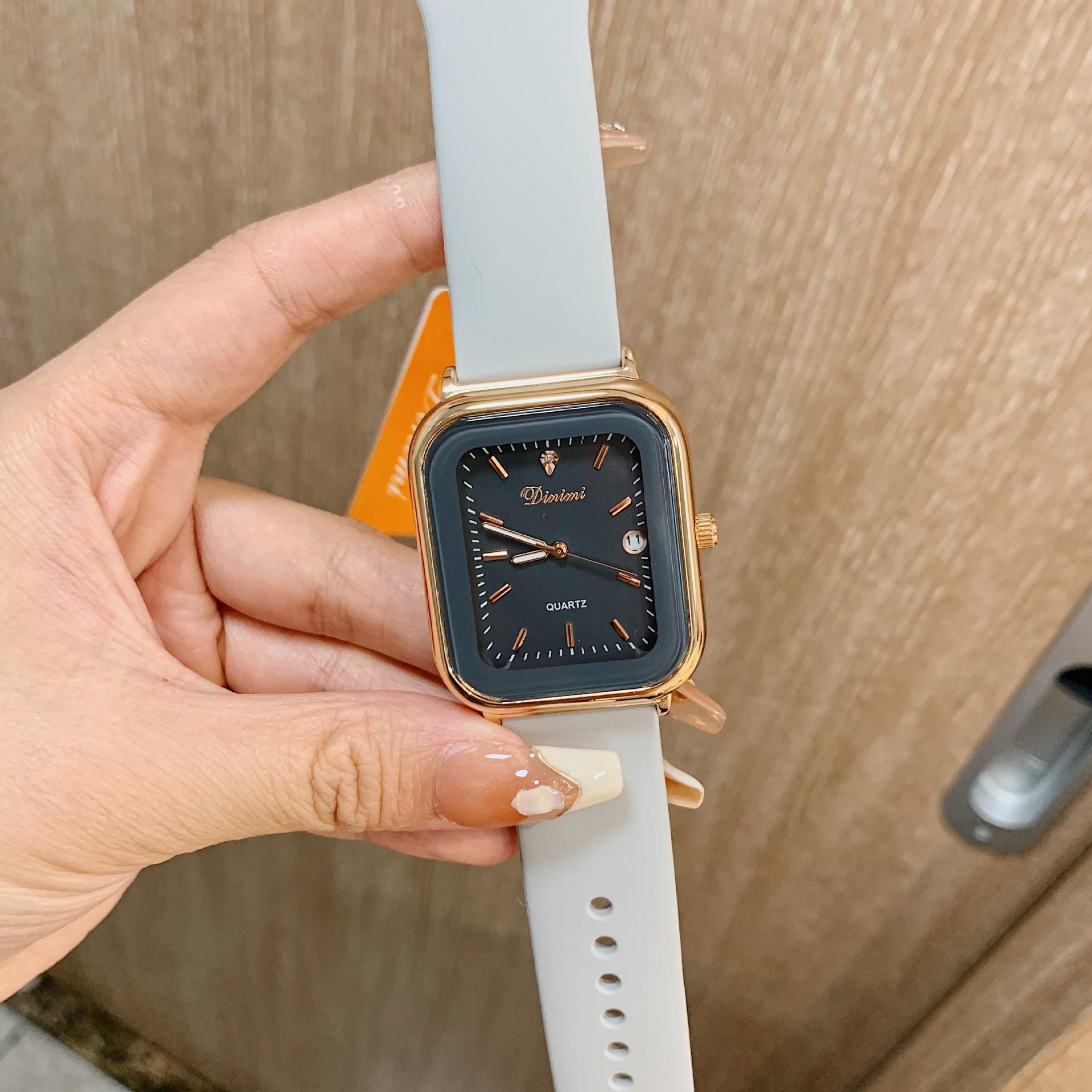 

Новые простые квадратные легкие роскошные поясные часы с календарем, кварцевые часы Niche, модные повседневные женские часы