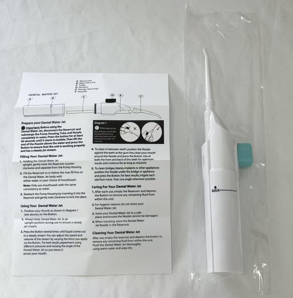 High-Pressure Dental Irrigator: IPX7 Waterproof Manual Water Flosser & Teeth Cleaner