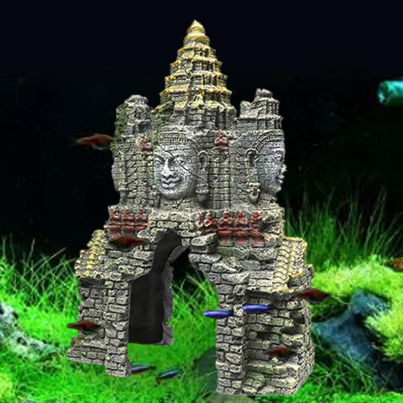 Ancient Cambodian Erawan Statue Fish Tank Landscaping Ornament Simulation Crafts