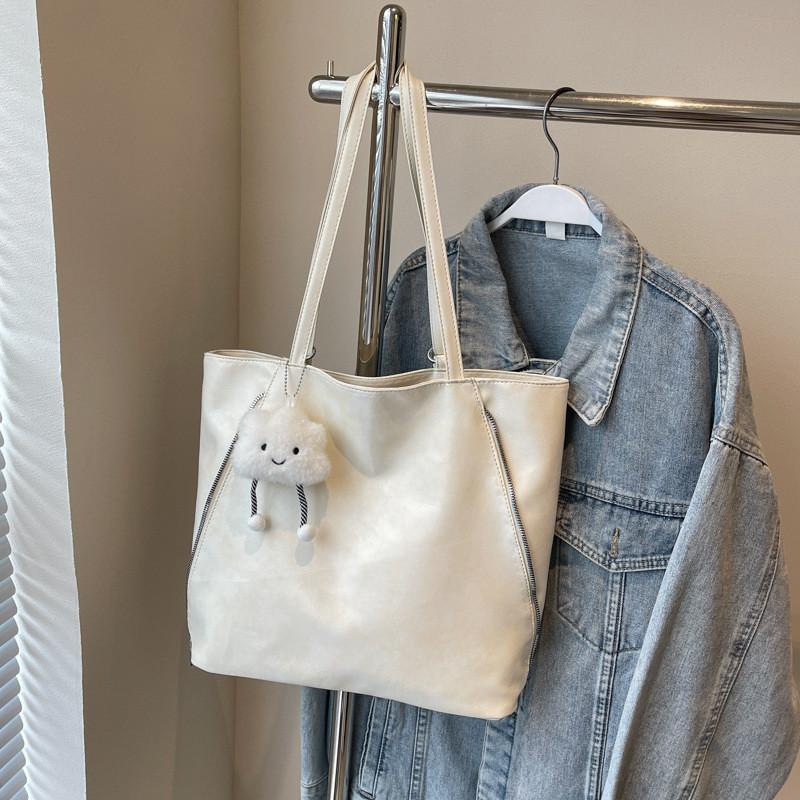 Chic Minimalist Pu Tote Bag Available In Black Beige Silver And Coffee Colors