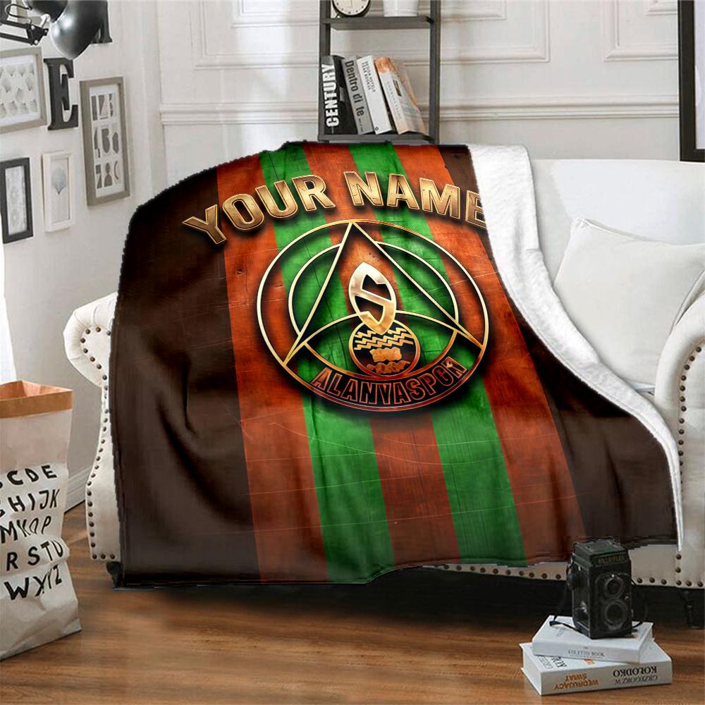 1PC Alanyaspor Custom Name Patterned Flannel Blanket Suitable For All Seasons For Home Decor Warmth And Comfort Gifts Holiday Present