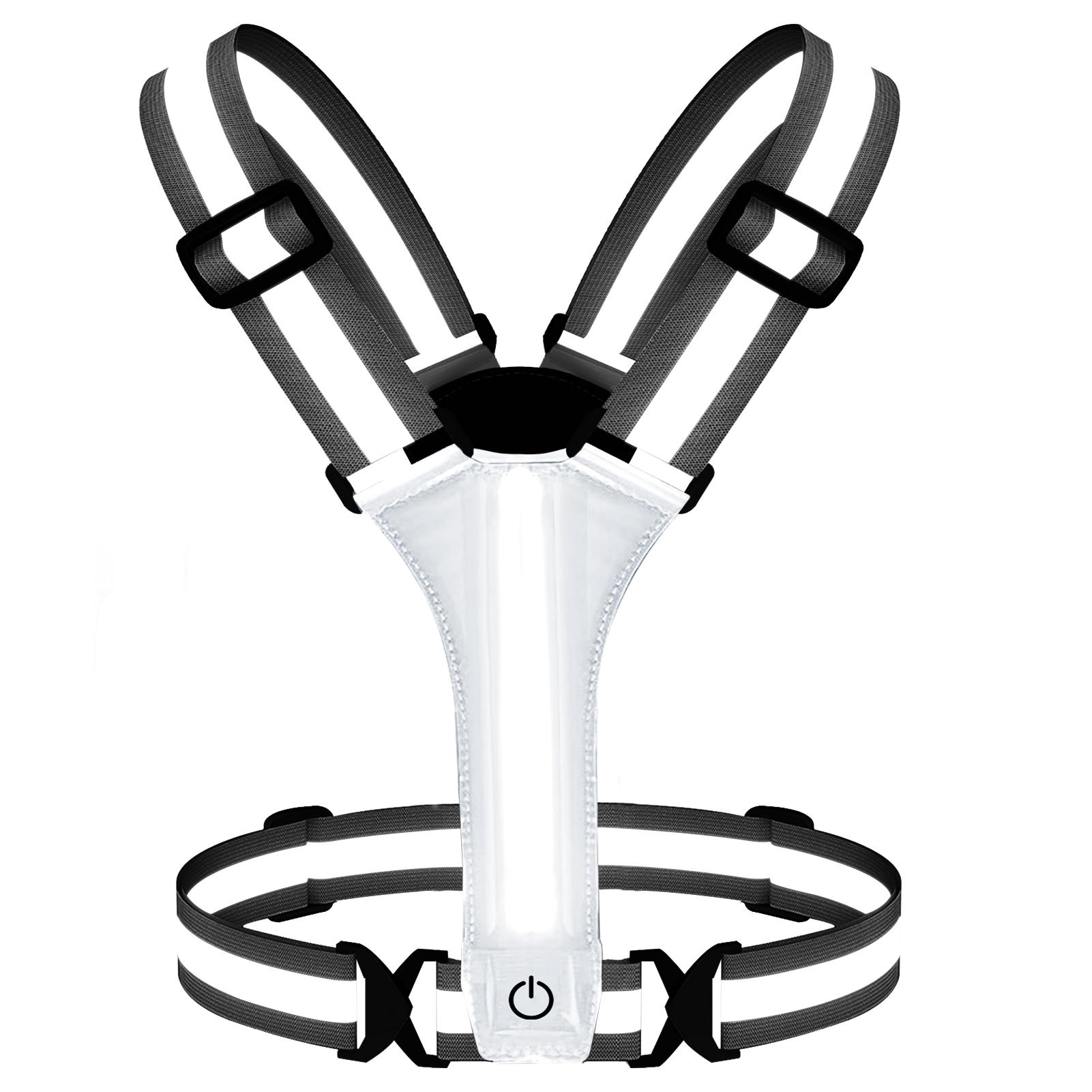 

Adjustable Reflective Security Vests Safety High Visibility Rechargeable Running Cloth For Outdoor Night Runners Cycling Sports белый