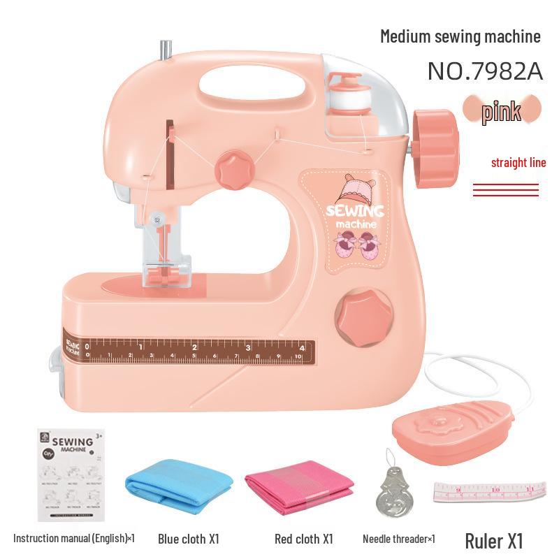 Electric Sewing Machine Toy for Kids: Mini Pretend Play Appliance for Girls, Kindergarten Fun, Parent-Child Handmade Activity