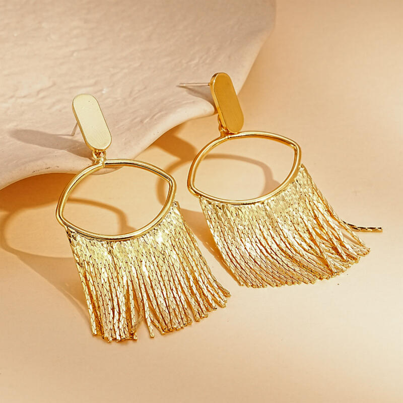 Personalized Geometric Chain Tassel Dangle Earrings for Women Ladies Europea and America Fashionable Drop Earrings Jewelry Gifts