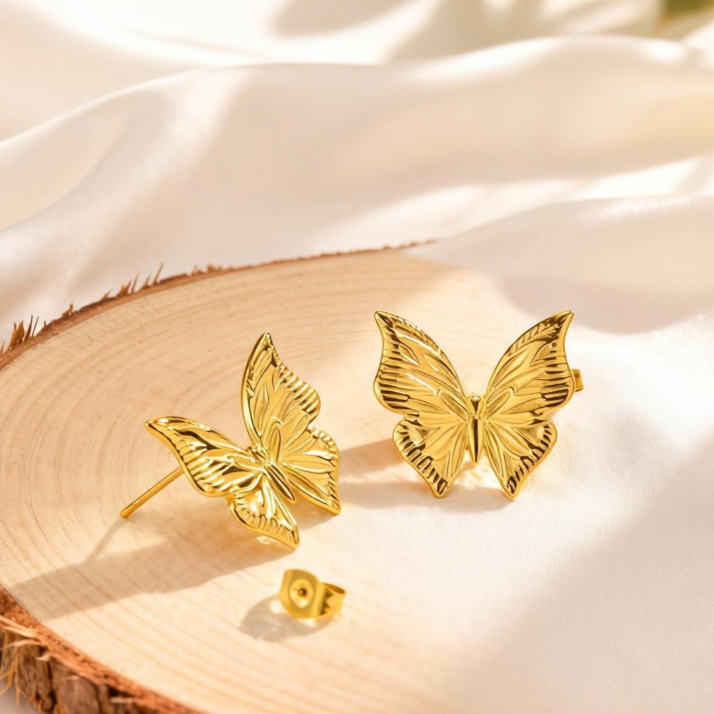 Fashion Stainless Steel Butterfly Earrings,18K Gold Plated Waterproof Earrings for Women,New Trendy Charm Jewelry Gift