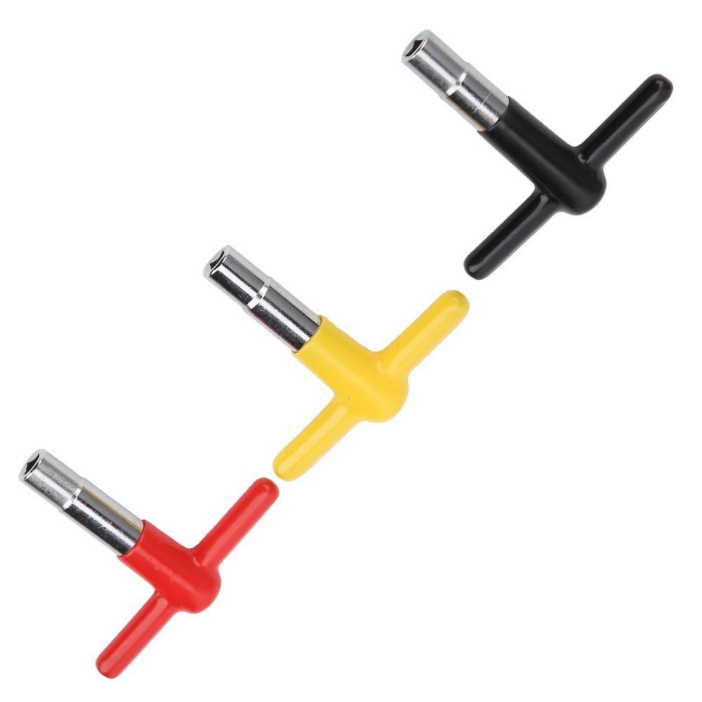 3PCS Yellow+Black+Red T Shaped Drum Key Silicone + Metal Drum Tuner Key For Percussion Drummers