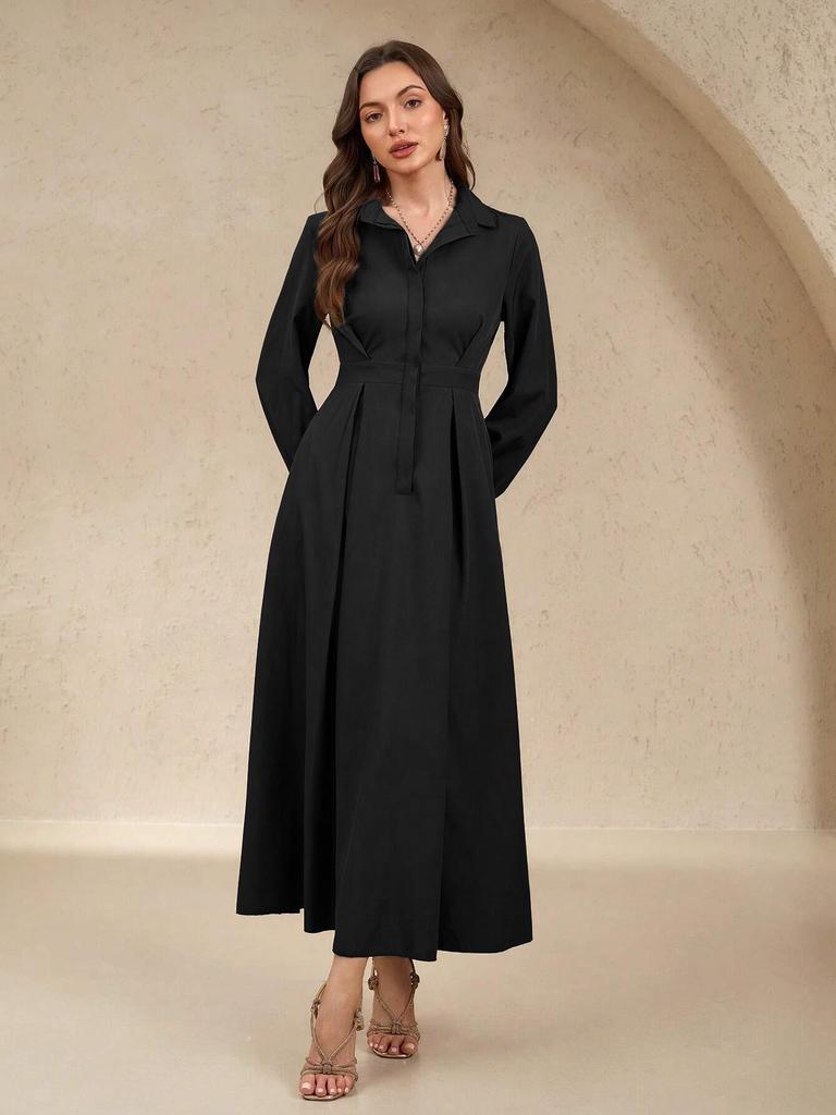 Elegant Long Sleeve Autumn/Winter Maxi Dress with Big Swing Skirt