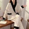 Plus Size Maternity Kimono Pajamas - Autumn/Winter Cotton for Postpartum & Breastfeeding