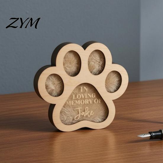 Kleine Andenkenbox für Tierhaare, Niedliche Pfotenform, Gedenk-Holz-Erinnerungsstück, Hundehaare Hunde und Katzen, Verlust-Beileidsgeschenk für Besitzer