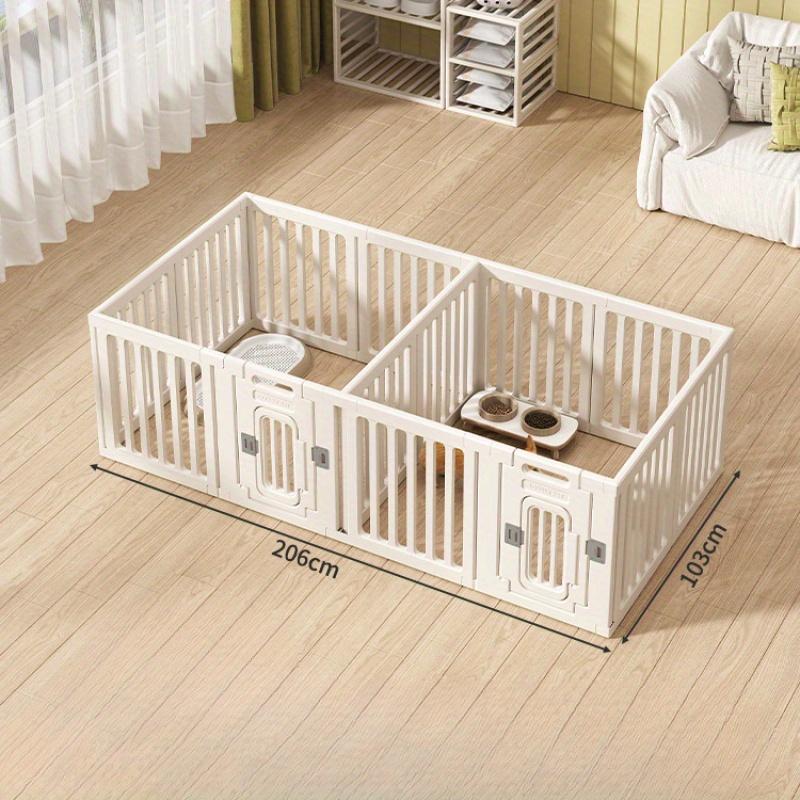 Modulares Haustierlaufgitter, Kunststoff-Tierzaun für drinnen/draußen, kleiner/mittelgroßer Hundekäfig, Kaninchengehege mit Tür, sicher