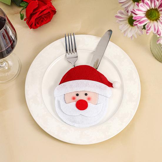 Xmas Tableware Bag Useful Delicate Lightweight Xmas Tableware Bag Cartoon Faceless Doll-Shaped Cutlery Cover Bag Christmas Tableware Holder