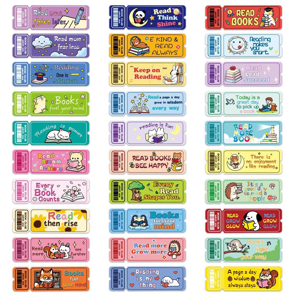 30 Childlike Non-Adhesive Bookmark Sheets for Fun Learning and Reading