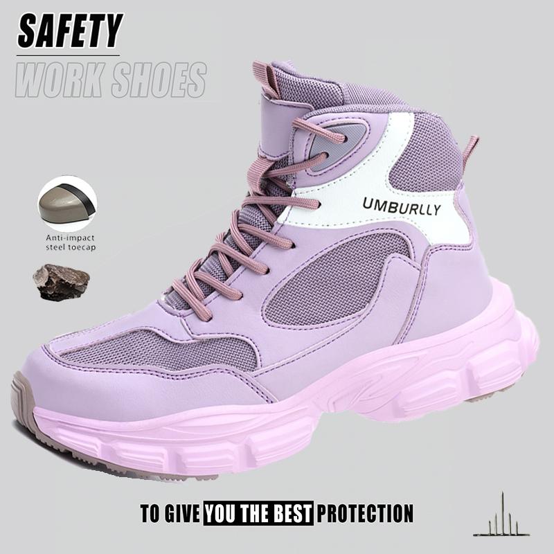 Womens Safety Shoes Steel Toe Sneakers Lightweight Anti-smash Anti-puncture Work Safety Boots Breathable Construction Work Shoes