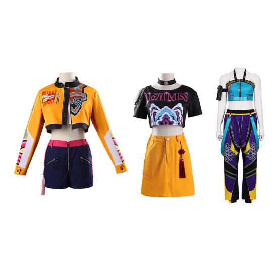 Adult Demon Hunters Costumes for Women Halloween Cosplay Outfit Anime Characters Dress-up Accessory for Movies Fans