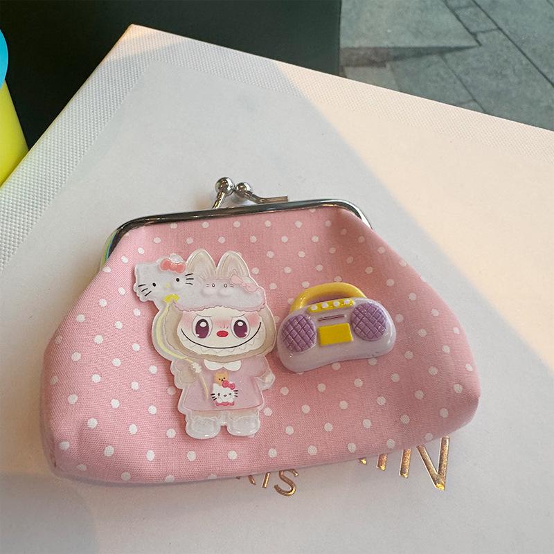 Labubu Children's Coin Purse Cartoon Retro L Girly Heart Key Bag Hand Coin Bag Girl