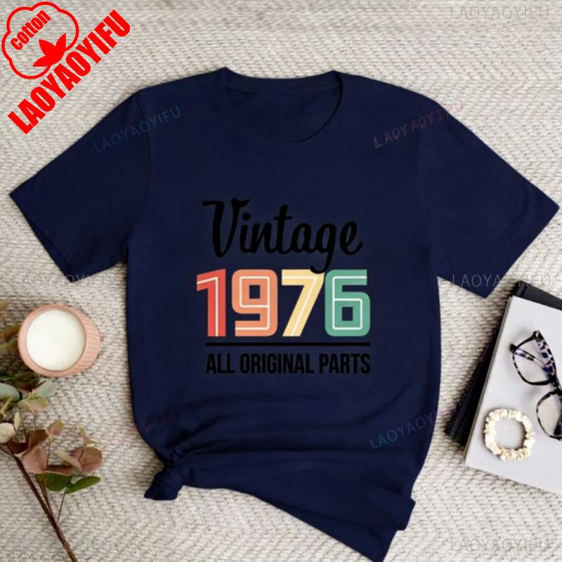 All Original Parts Vintage 1976 Tshirt 50th Birthday Gift Gift Unisex Wounisex Best Friend Shirt Allmatch Printed Tshirt Tops