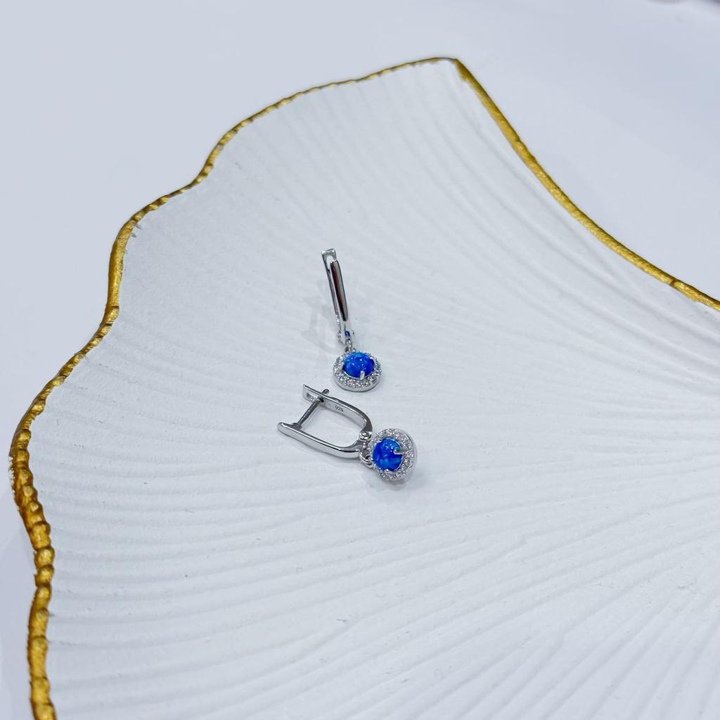 Silver Earrings with Opal 0.98ct, Cubic Zirconia (2170068)