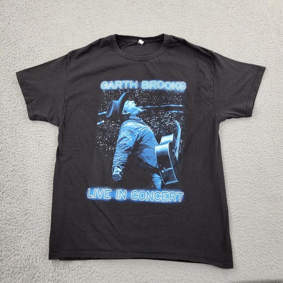 Garth Brooks Shirt Mens Medium Live In Concert Graphic Black Short Sleeve S