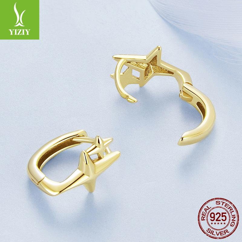 Simple Personalized Star Plain Silver Ear Buckle, Popular Star S925 Sterling Silver Earrings Earrings