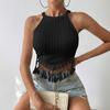 Women's Spring and Summer New Elegant Tassel Vest Short Slimming Navel Top
