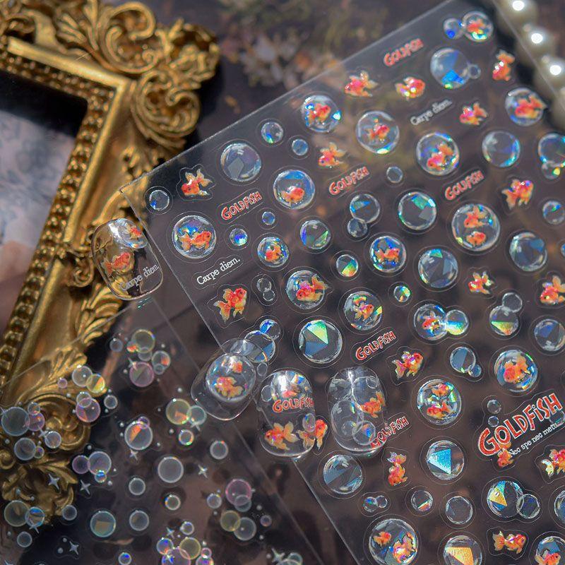 

Colorful Bubble Small Goldfish Nail Sticker Relief 3D New Arrival 5D Internet Celebrity Ins Cute Nail Sticker Decorations Bubble small goldfish 5137 (Shell light)