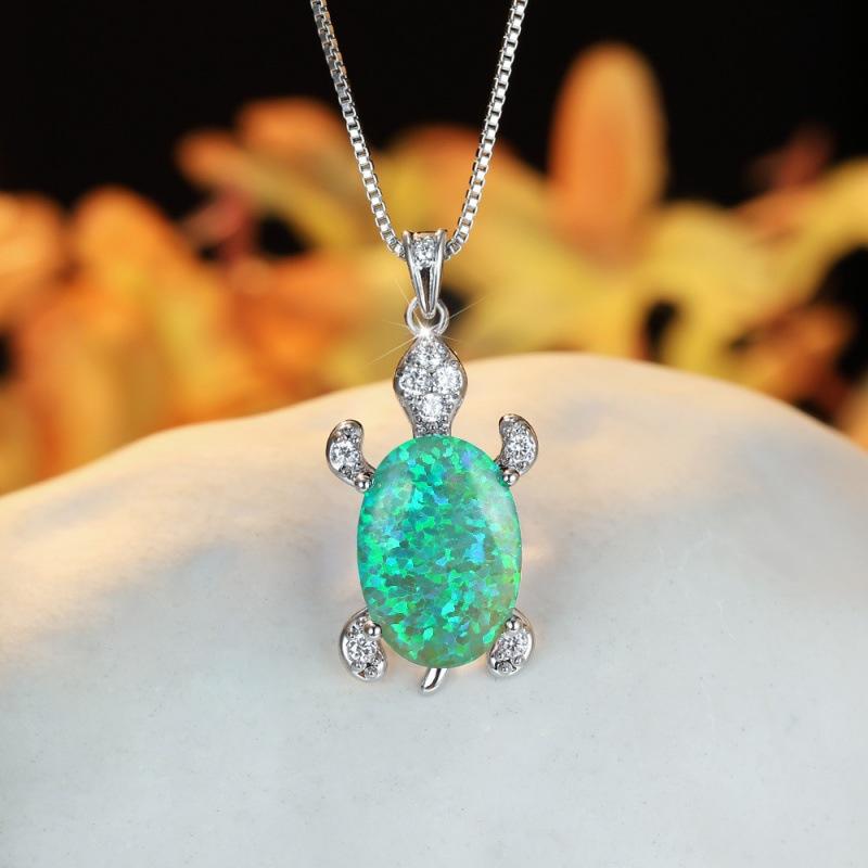Personalized Platinum Blue White Green Micro Diamond Turtle Women's Versatile Necklace