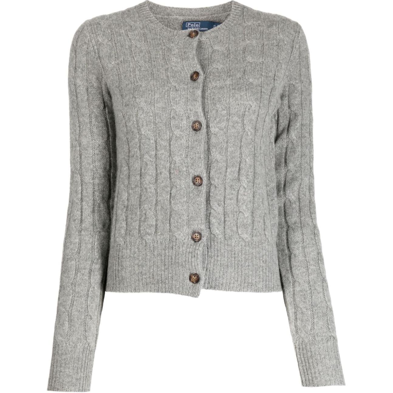 

Polo Ralph Lauren Однотонный однобортный трикотажный свитер с круглым вырезом Женский свитер Серый 211891617-003 S