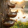 3Pcs Metal Bird Feeder Rust-Resistant Insect Bird Water Bath Drinking Cups Ornament Hanging Outside for Garden Decor