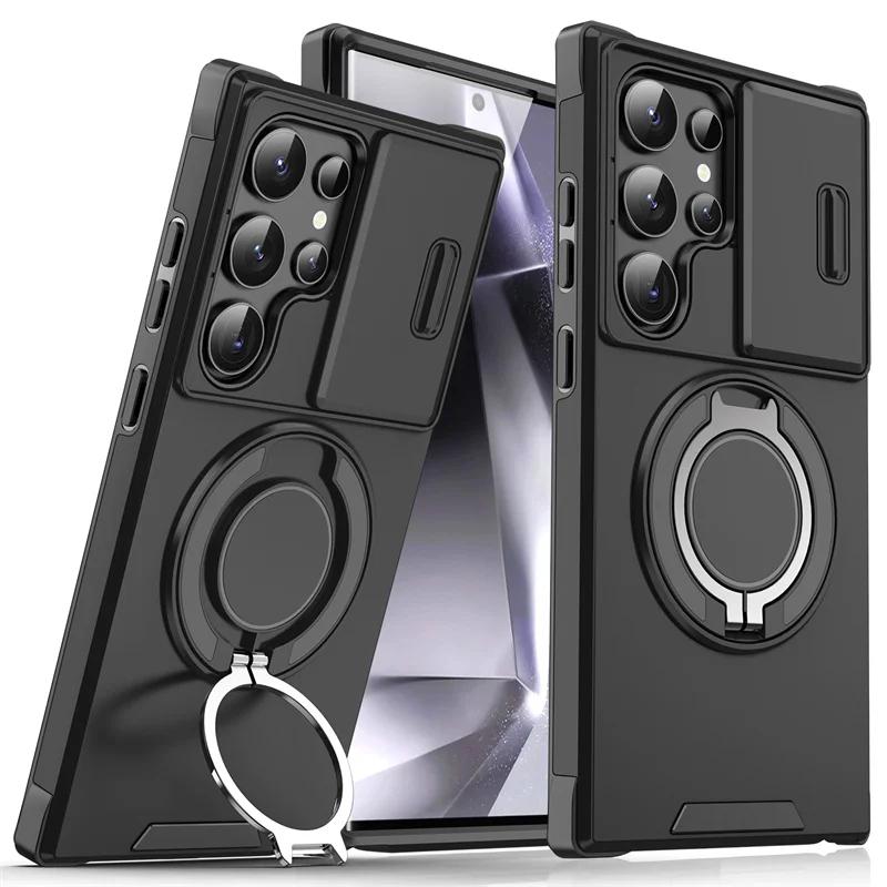 Armor Case For Samsung Galaxy S26FE S26 Plus S25 Edge S24 FE S23 + S22 S21 Ultra 5G Slide Camera Lens Protector Shockproof Cover