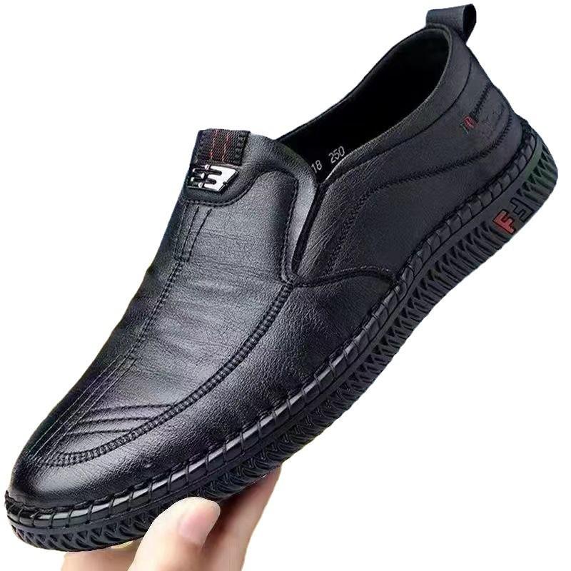Mocasini pentru bărbați din piele PU, plați de mers antiderapanți, respirabili, de exterior, slip-on, pantofi casual pentru bărbați, pentru muncă, birou, condus, adidași