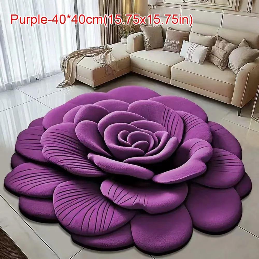 Special-shaped Flower Carpet Non-slip Soft Peony Floor Mat Absorbent 40x40cm/60x60cm Blanket for Living Room Tea Table Bedside