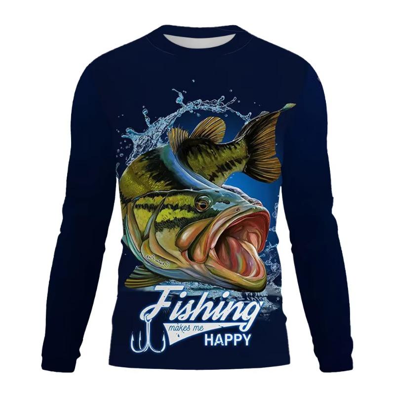 Fishing Shirt Men Summer Outdoor Fishing Clothing Sunscreen Long Sleeve 3D Print Casual Shirts Anti-UV Fishing Shirts