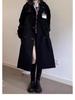 Women's Black Mid-Length Trench Coat - 2023 Spring/Autumn, School Uniform JK Korean Style, Petite Fit.