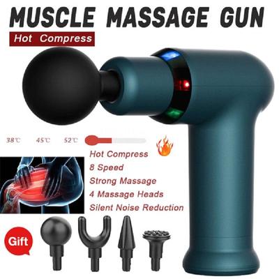 Hot Press Fascia Gun LCD masážní pistole Cool LED Light Strike Pistole Masážní přístroj Hluboké tkáně Svaly Krk Tělo a záda Relaxace