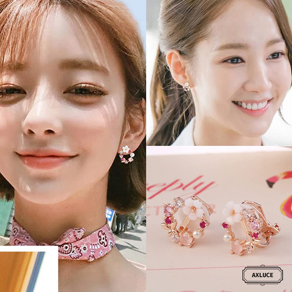 Earrings for Cherry Fake Pierced Earrings Spring [AXLUCE] Women, Flower, Blossom, Earrings, Earrings, Non-Pierced (Screw Type)