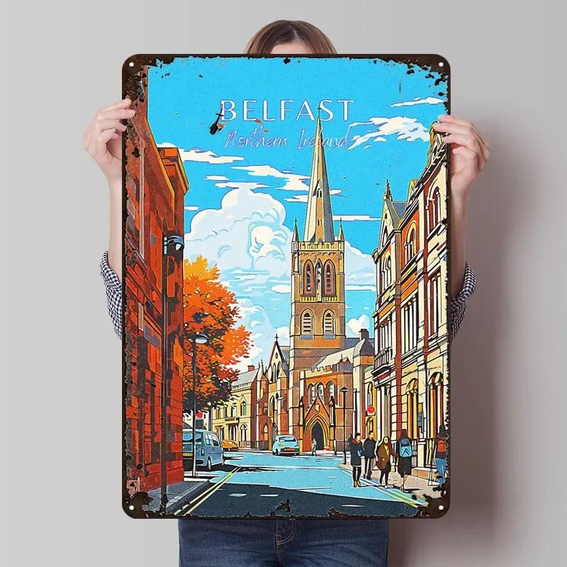 

Belfast Travel Metal Sign Landscape Poster Vintage Metal Plate Custom Tinplate Plaques for Wall Art Decoration Bar Accessories 7.9x11.8In(20x30cm)