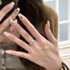 Exquisite Turquoise Rings for Women Vintage Palace Style Light Luxury Wire Drawing Blue Ring Party Wedding Romantic Jewelry