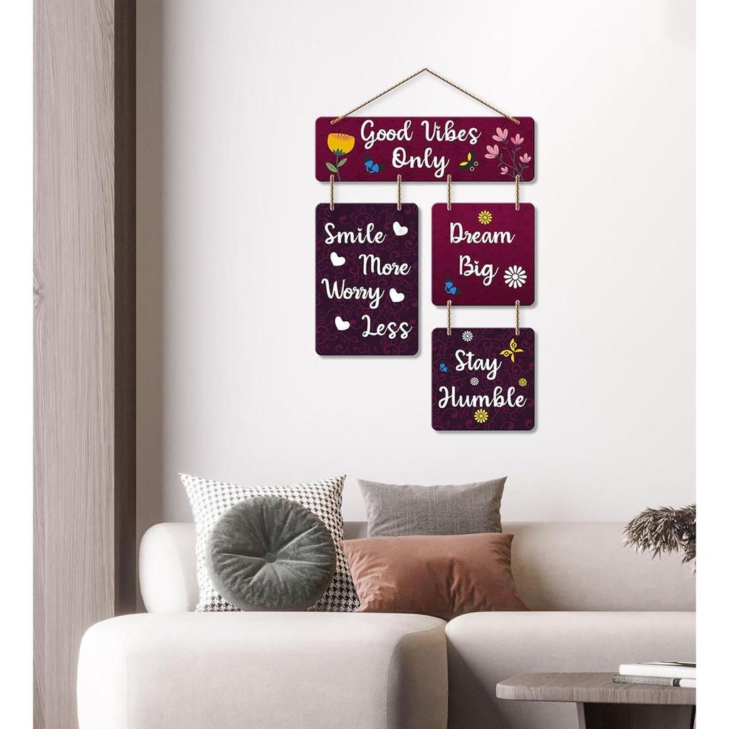 Decorative Wall Art Mdf Wooden Hanger For Living Room | Good Vibes Only | Bedroom | Home Decor | Office | Gift  | Wall Hanging For House Decoration